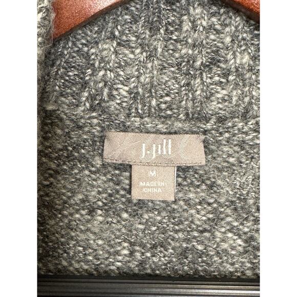 J. Jill Wool Alpaca Blend Marled Full-Zip Sweater Vest Gray Steel Blue Knit Sz M - Picture 3 of 5